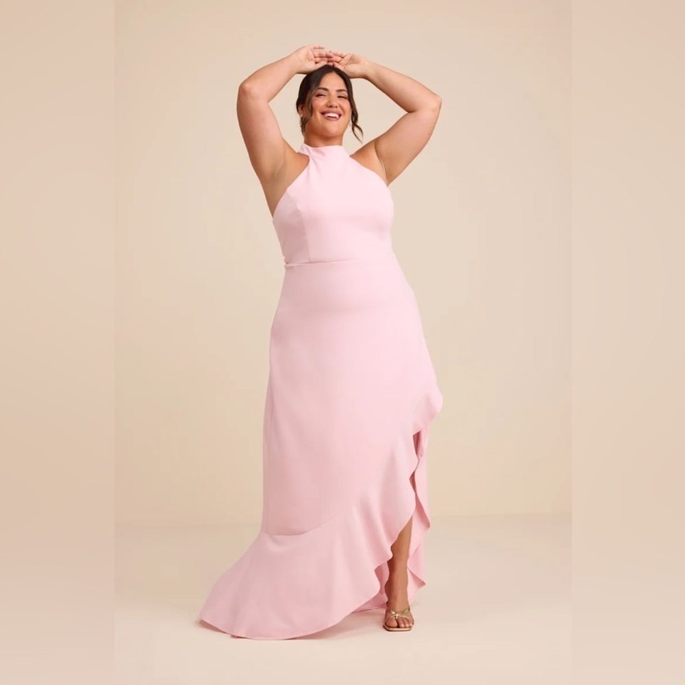 Lulus Majestic Perfection Light Pink Ruffled Halter Maxi Dress - Picture 5 of 14